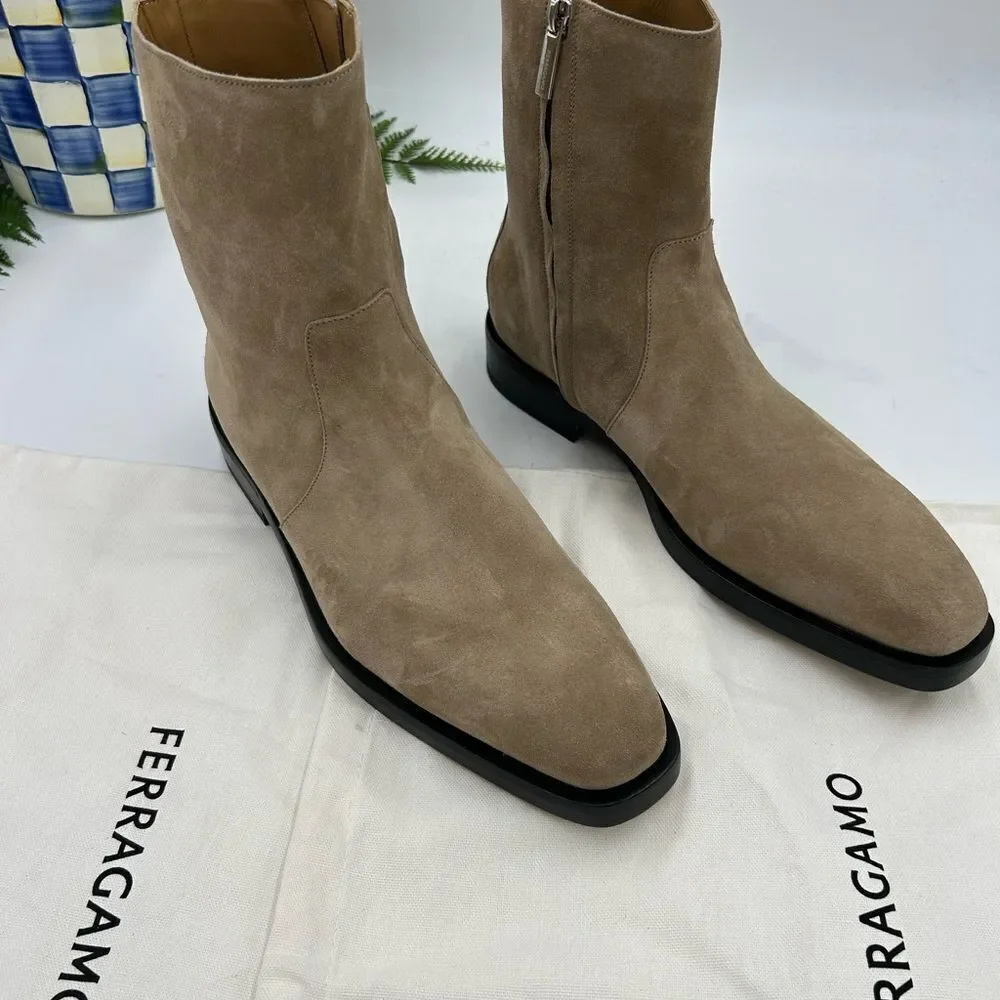 Men’s Salvatore Ferragamo suede Gerald ankle boots size 8.5 EE made in Italy